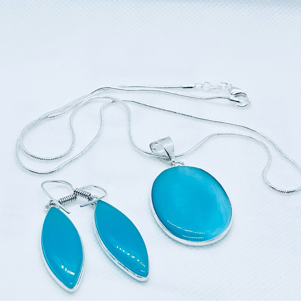 Sea Glass Necklace And Earrings Set